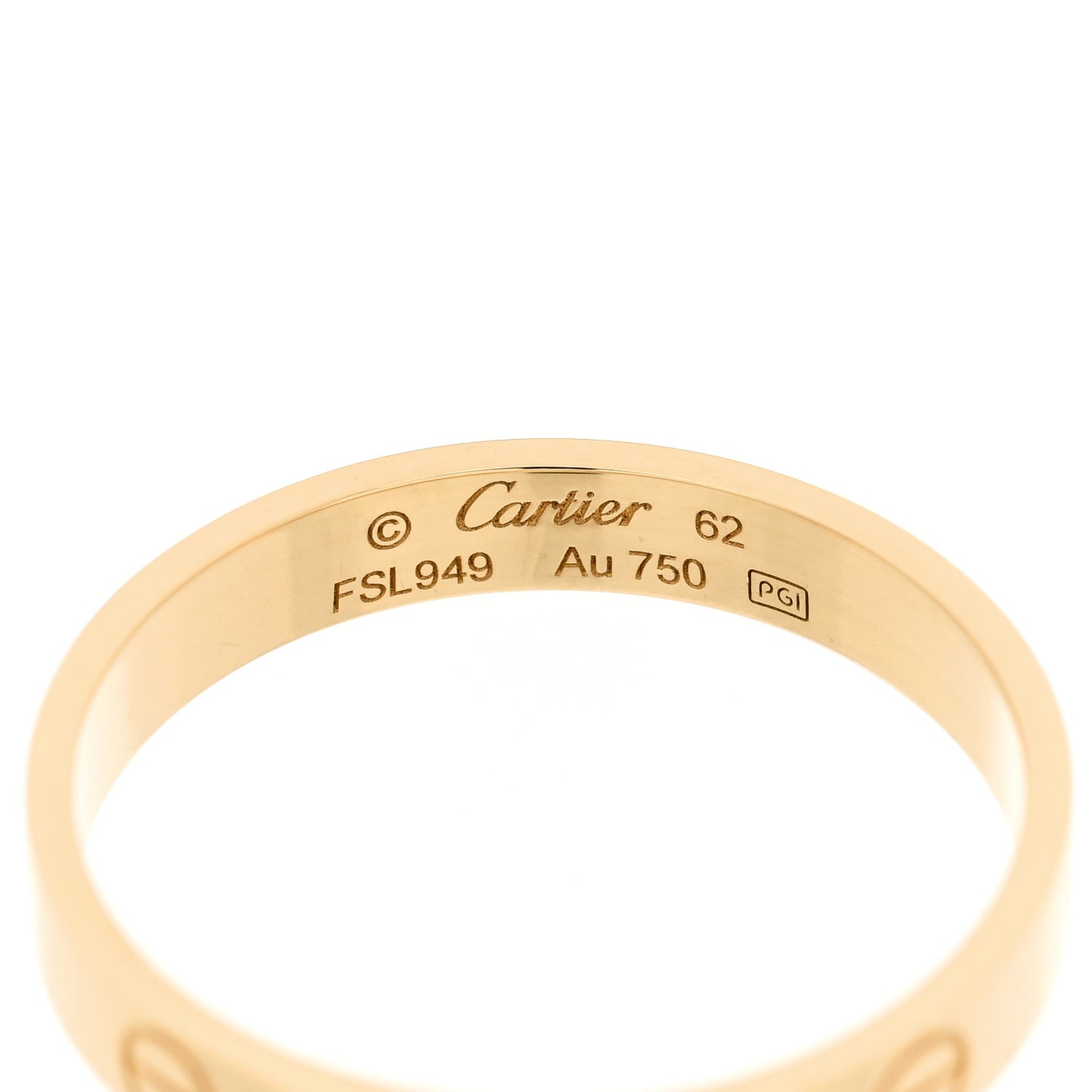 18K Yellow Gold 3.5mm LOVE Wedding Band Ring 62 10