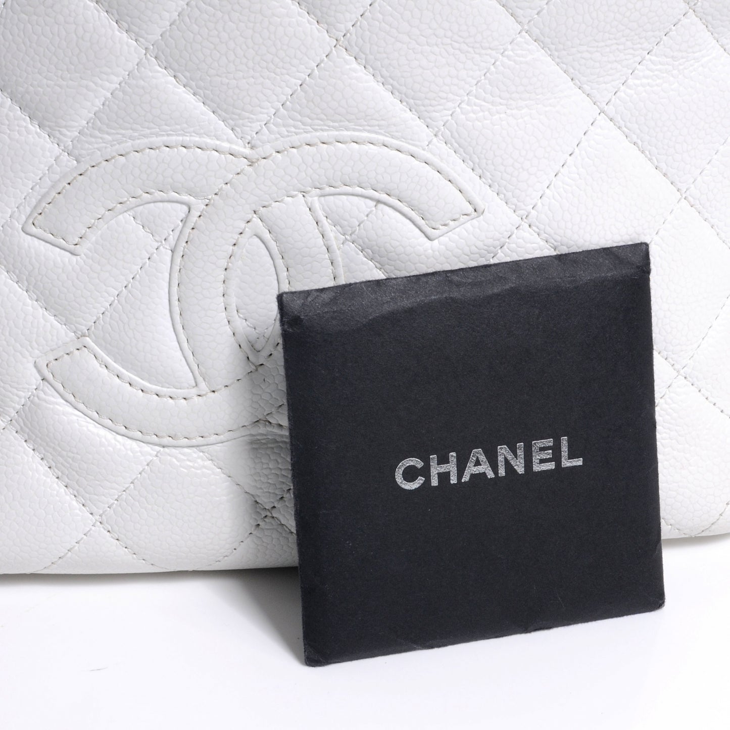 Caviar Quilted Petit Timeless Tote PTT White