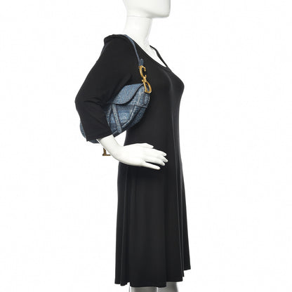 Christian Dior Oblique Denim Saddle Bag Blue 2 of 10
