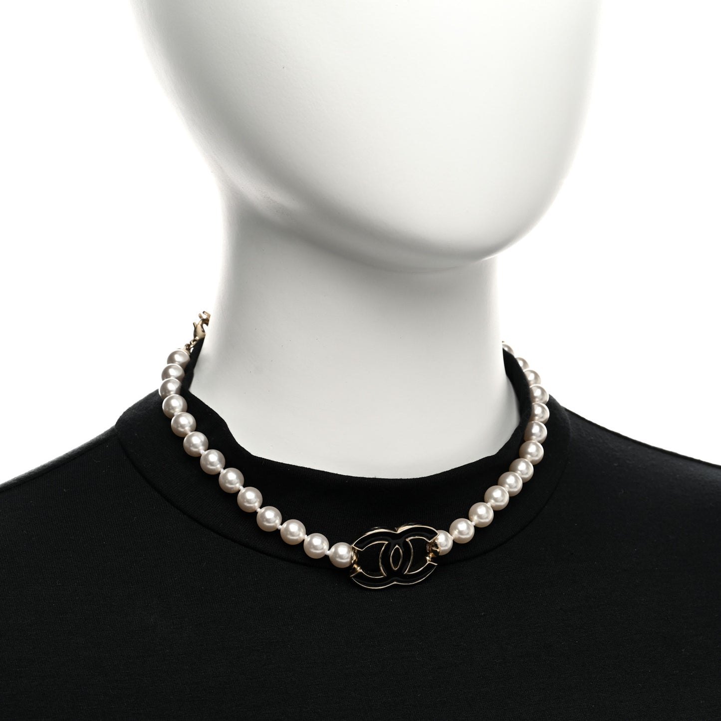 Pearl Resin CC Choker Necklace Gold White Black