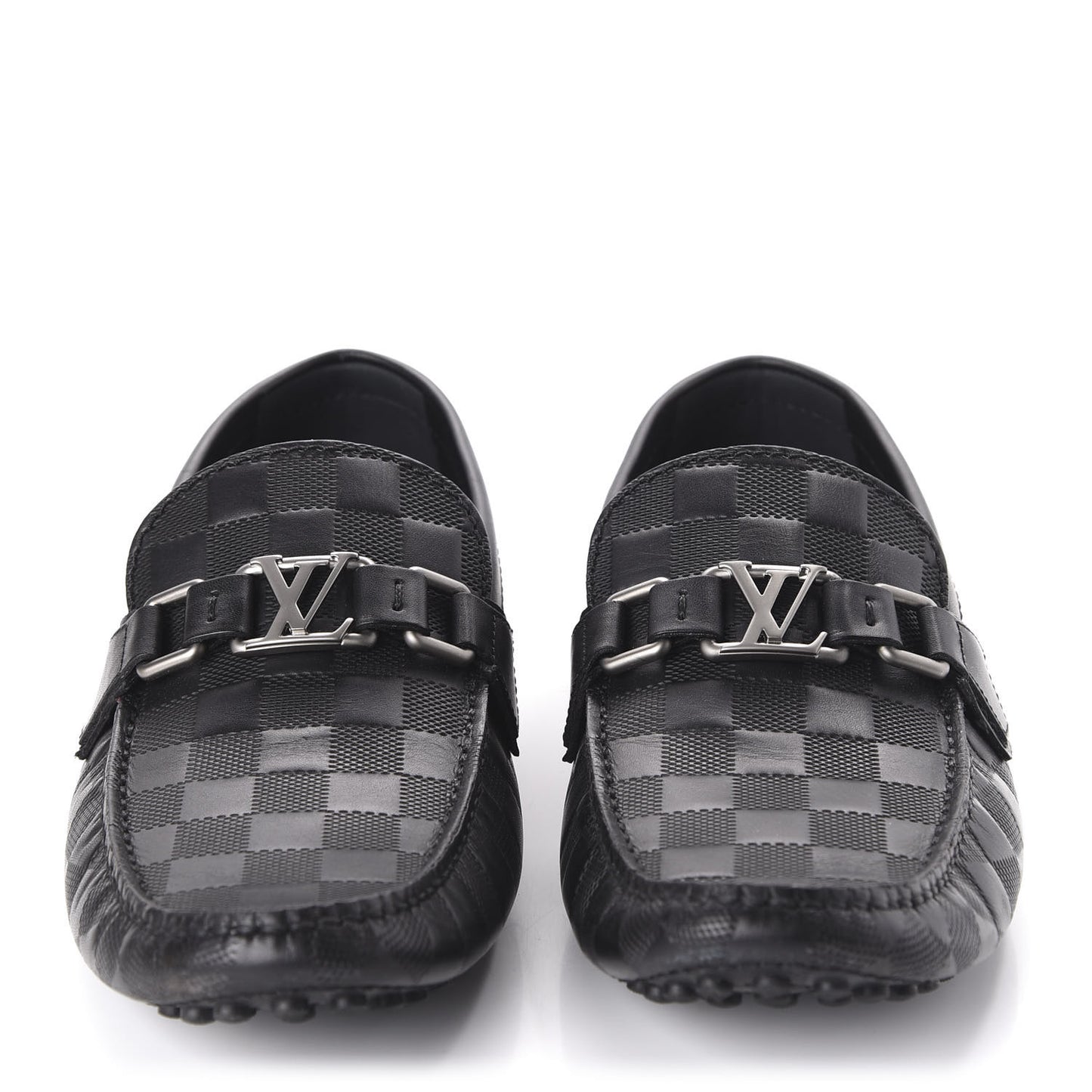 Damier Graphite Mens Hockenheim Moccasin Loafers 6 Onyx
