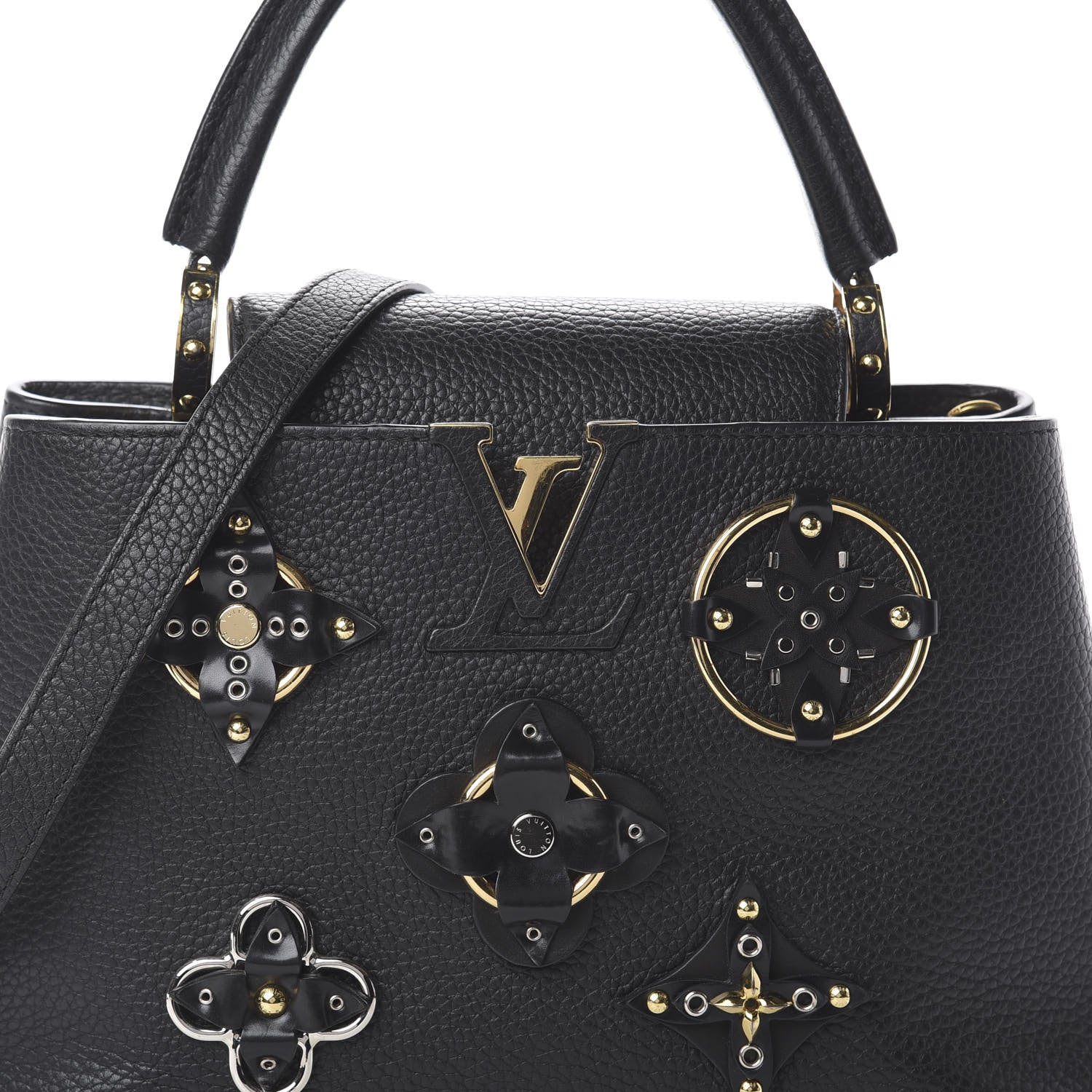 Louis Vuitton Taurillon Metallic Flowers Capucines PM Black 8 of 8