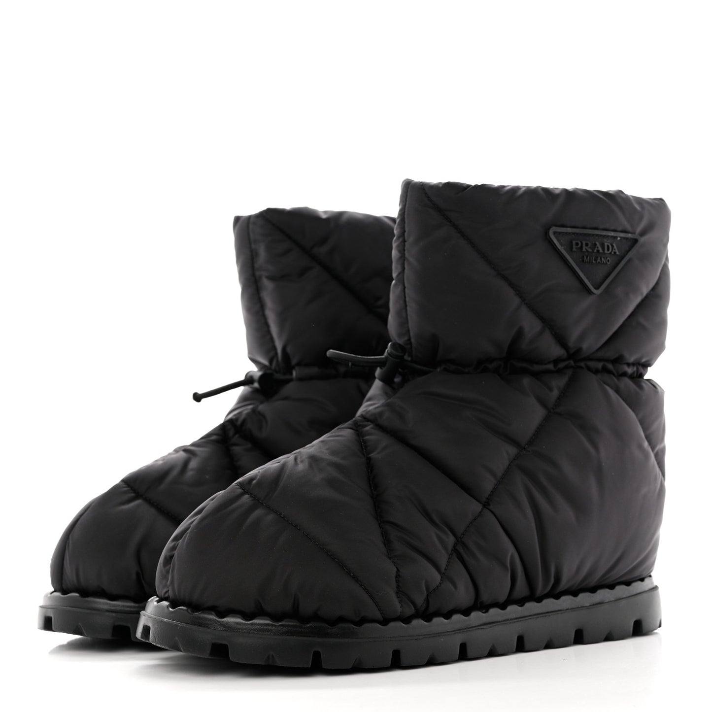 Re-Nylon Piuma Triangle Logo Padded Drawcord 20mm Snow Boots 38.5 Black