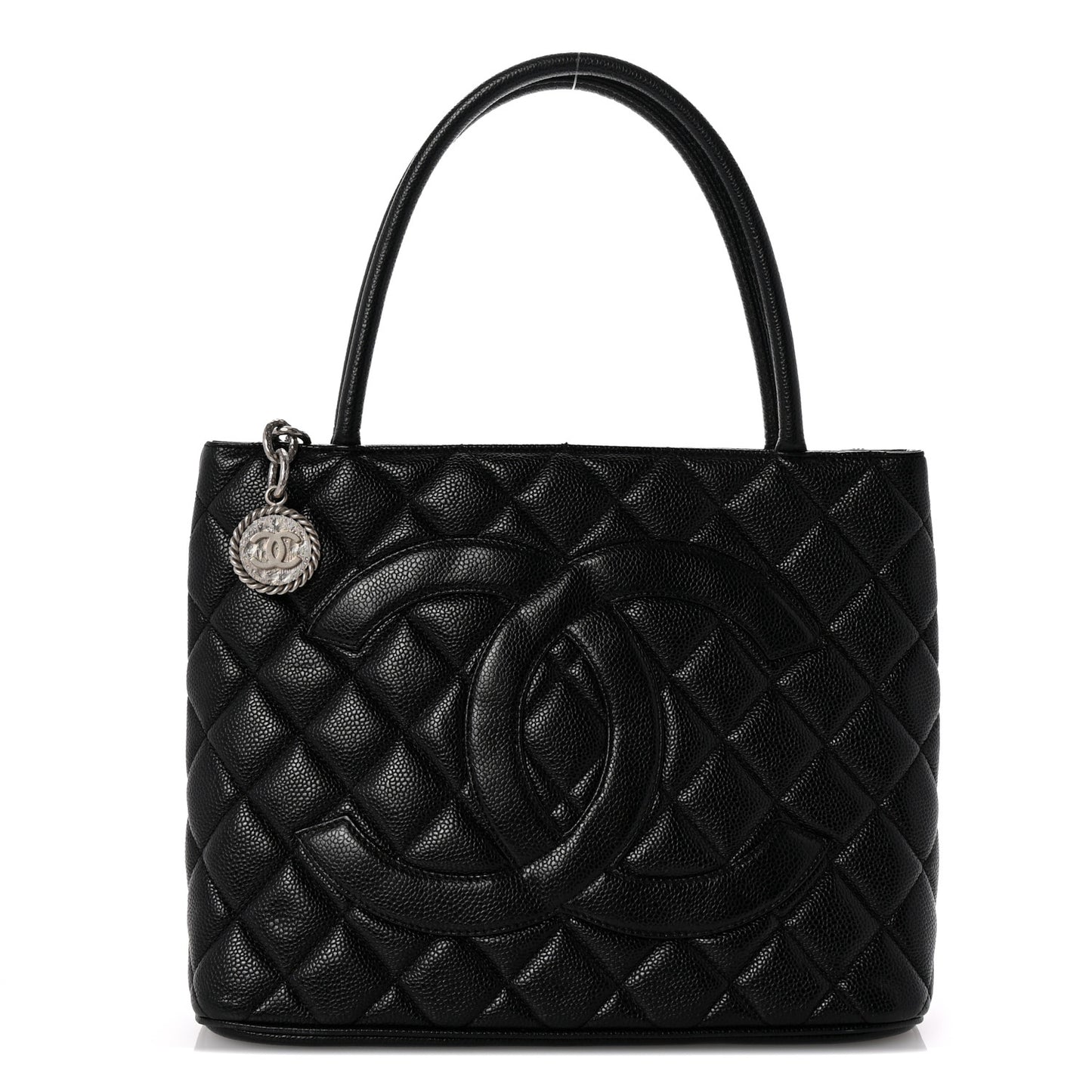 Caviar Quilted Medallion Tote Black