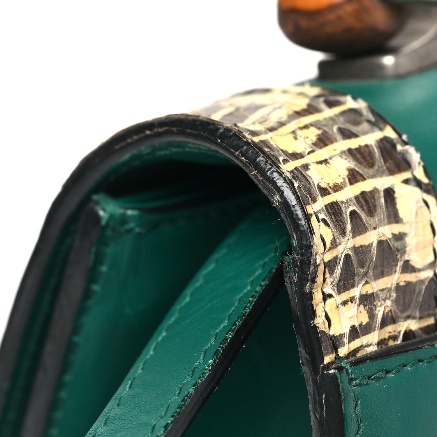 Gucci Calfskin Snakeskin Small Lilith Top Handle Bag Green 12 of 13