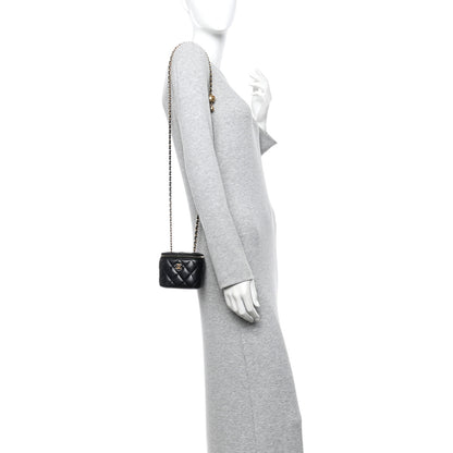Chanel Lambskin Quilted Mini Pearl Crush Vanity Case With Chain Black 2 of 10