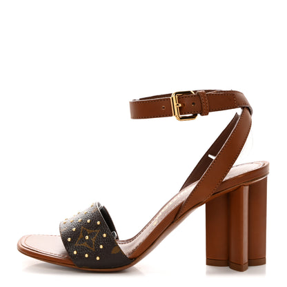 Louis Vuitton Calfskin Perforated Monogram Silhouette Sandals 36 Gold 1 of 9