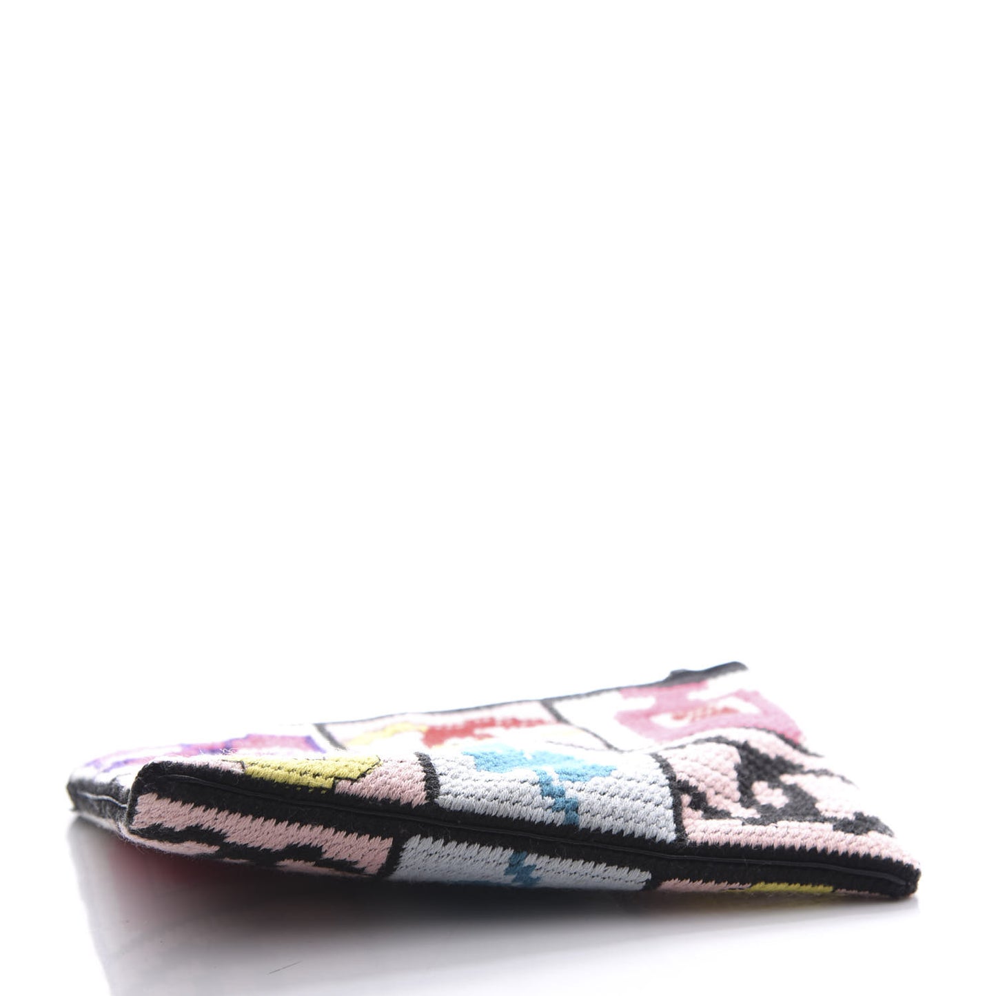 Needlepoint Precious Symbols Clutch Shoulder Bag Black