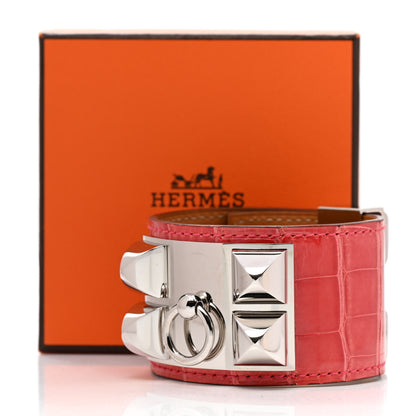 Hermes Shiny Alligator Collier De Chien CDC Bracelet S Rouge Casaque 7 of 7
