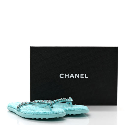 Chanel Calfskin CC Chain Thong Sandals 38 Light Blue 9 of 9