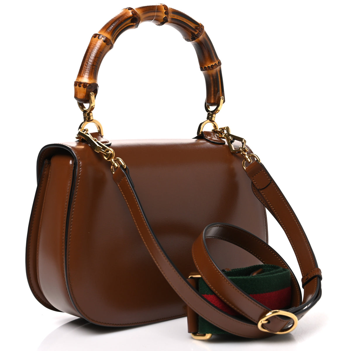 Gucci Boarded Dyana Lux Calfskin Web Medium Bamboo 1947 Top Handle Bag Brown 3 of 10
