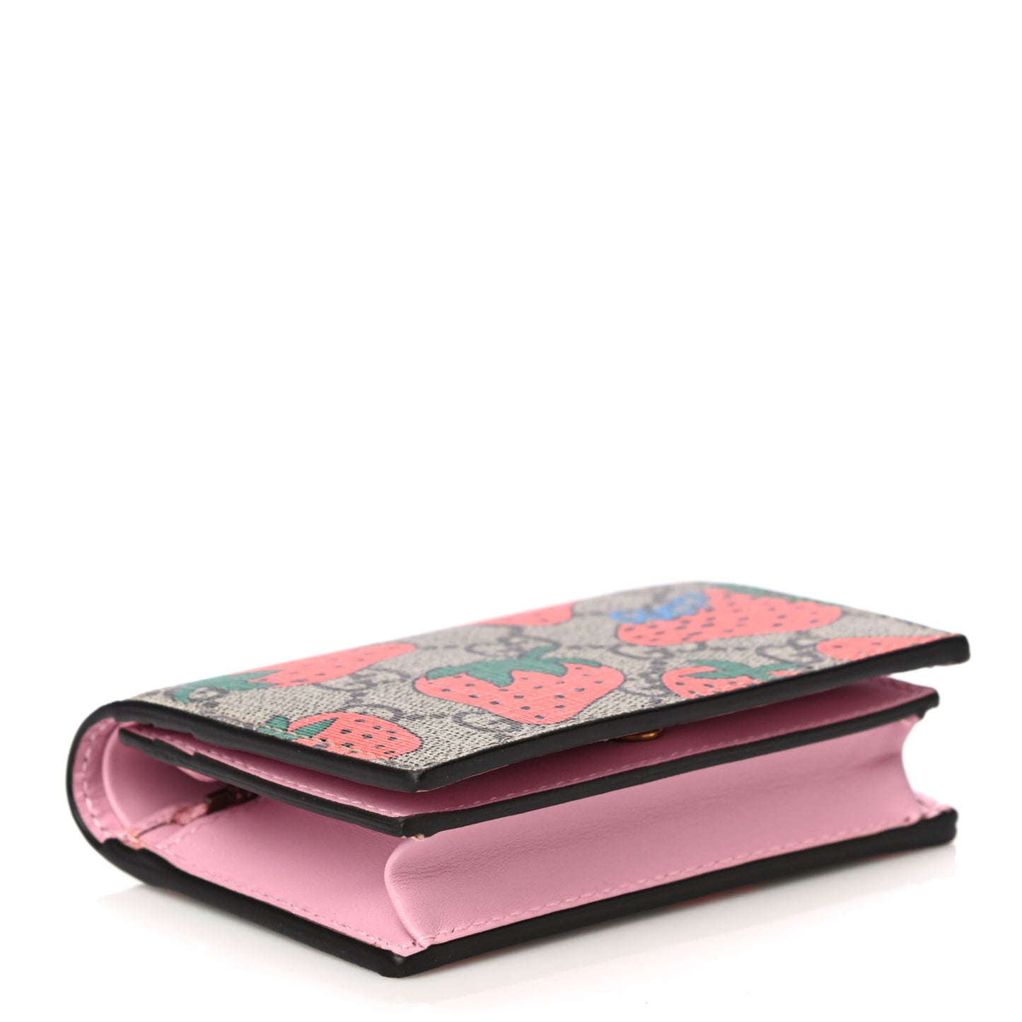 GG Supreme Monogram Strawberry Card Case
