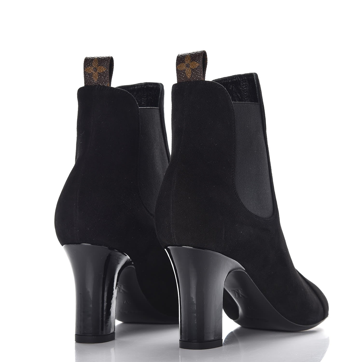Louis Vuitton Suede Monogram Uniformes Cap Toe Chelsea 75mm Ankle Boots 37 Black 3 of 8