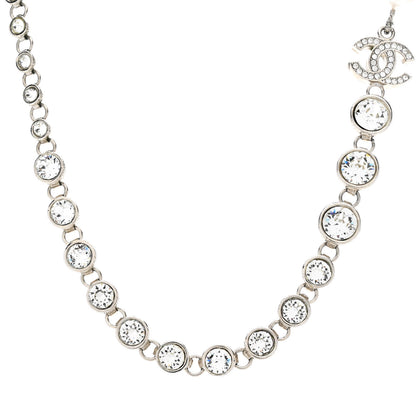 Chanel Pearl Crystal CC Choker Necklace Silver Pearly White 1 of 7