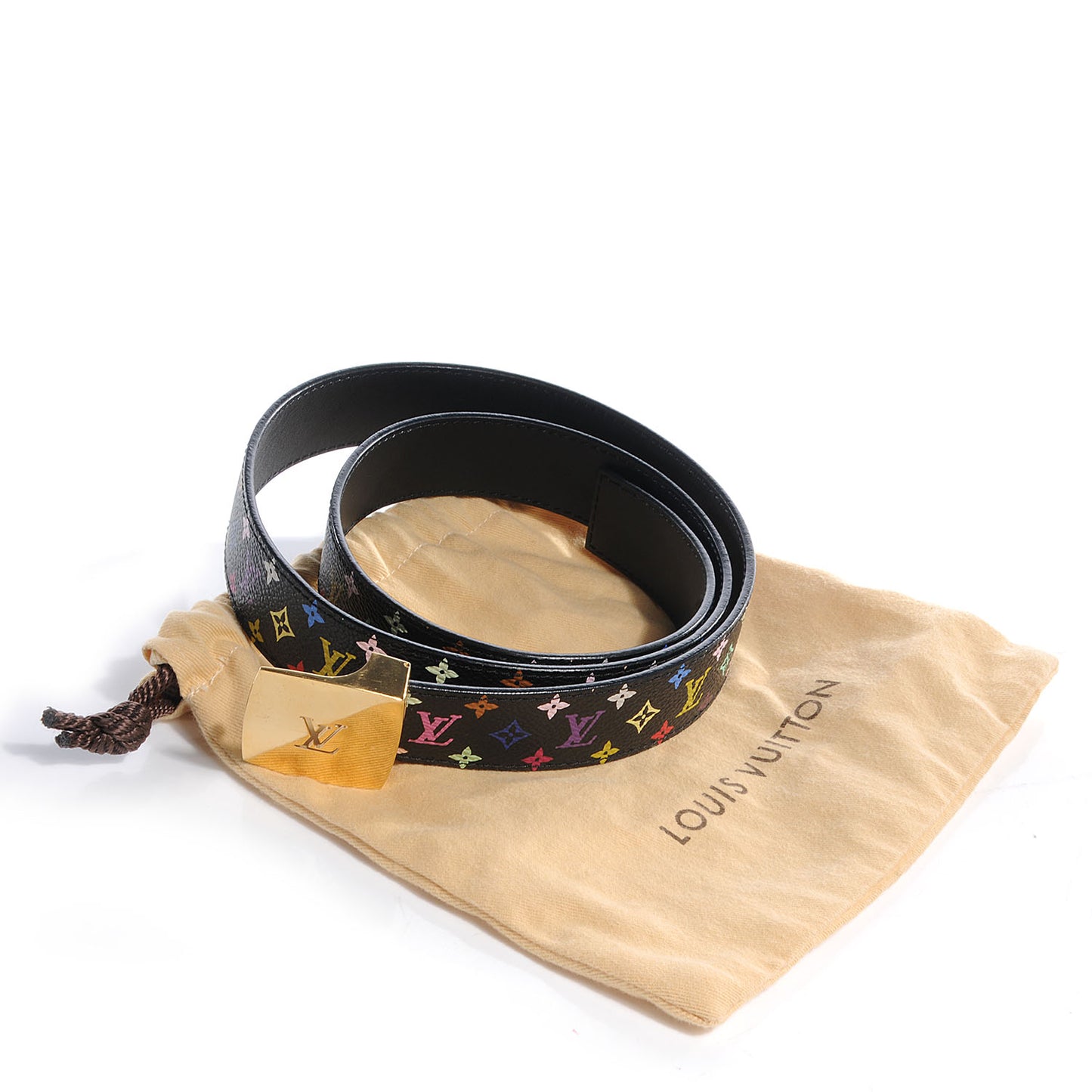 Monogram Multicolor LV Cut Belt Black w Gold 90 36
