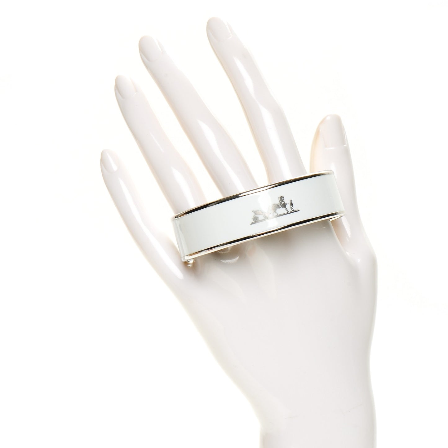 Enamel Printed Wide Caleche Bracelet 62 White