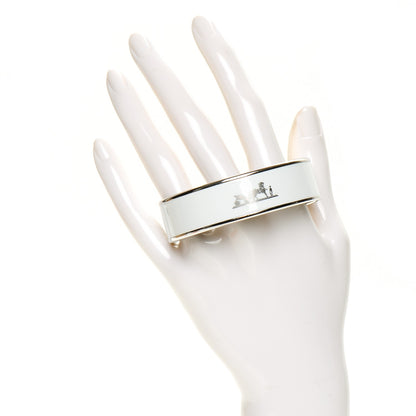 Hermes Enamel Printed Wide Caleche Bracelet 62 White 2 of 5