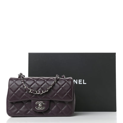 Chanel Lambskin Quilted Mini Rectangular Flap Dark Purple 11 of 11