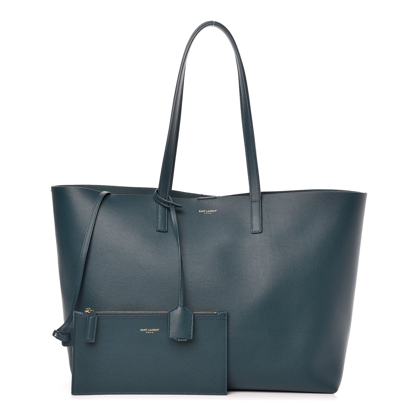 Calfskin Large Shopping Tote Dark Turquoise