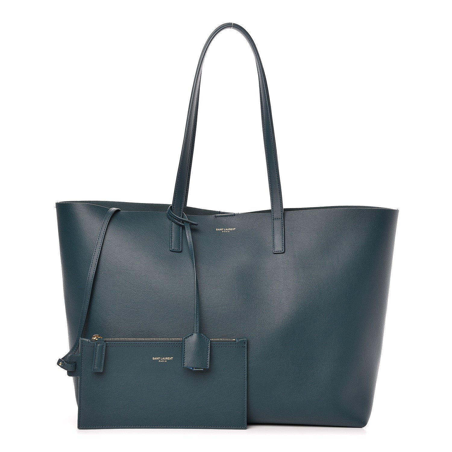 Saint Laurent Calfskin Large Shopping Tote Dark Turquoise 1 of 14