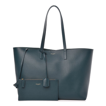 Saint Laurent Calfskin Large Shopping Tote Dark Turquoise 1 of 14