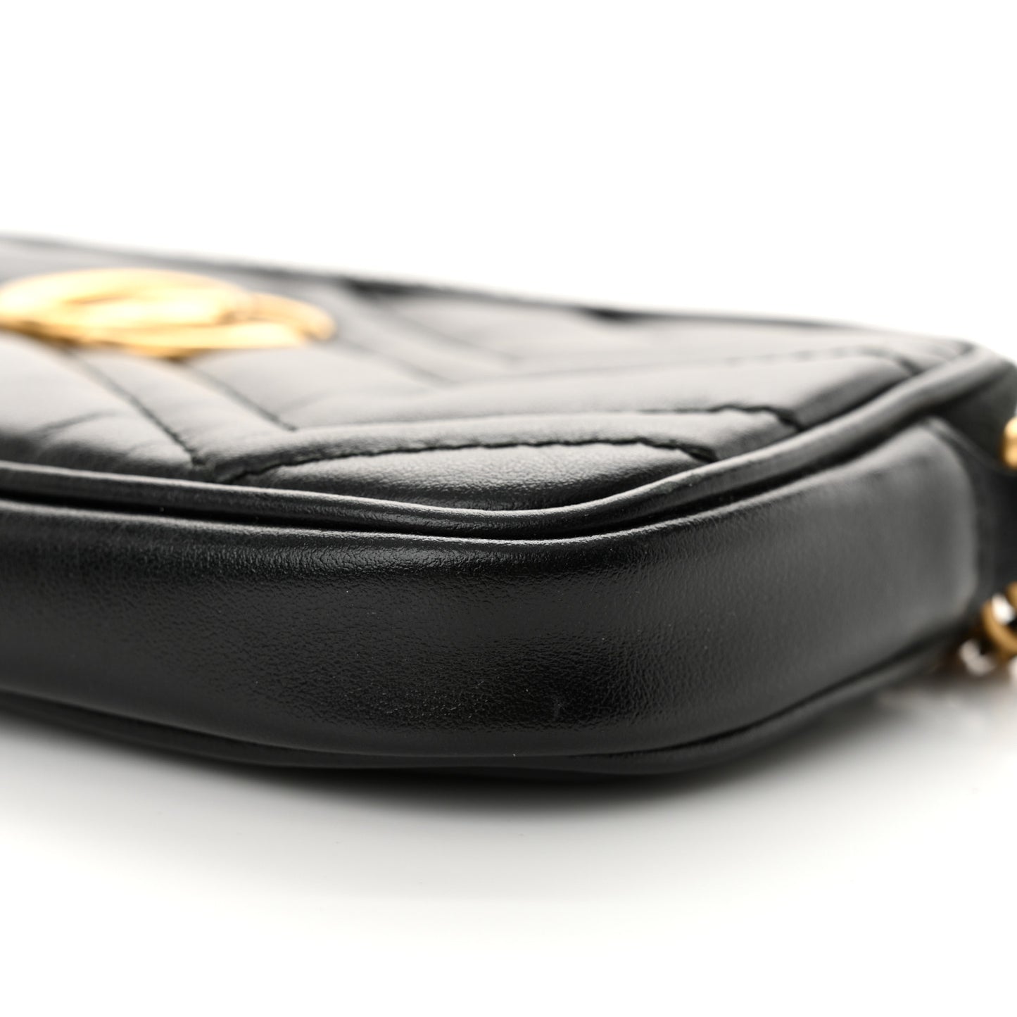 Calfskin Matelasse Mini GG Marmont Chain Crossbody Bag Black