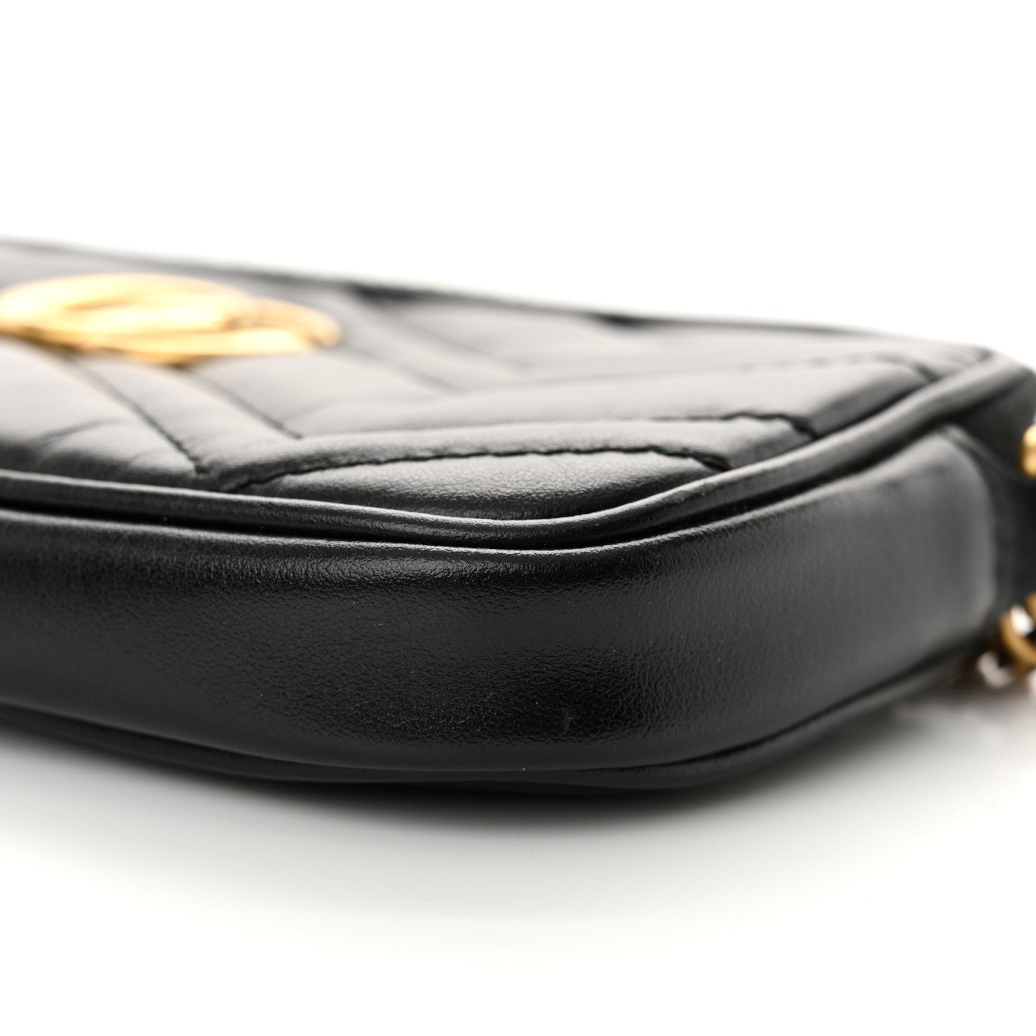 Gucci Calfskin Matelasse Mini GG Marmont Chain Crossbody Bag Black 10 of 13