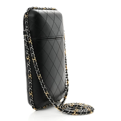 Chanel Lambskin Quilted Chain Around Phone Holder Black 3 of 10
