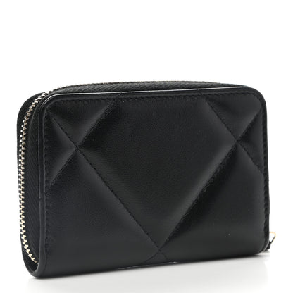 Chanel Lambskin Quilted Chanel 19 Zip Around Coin Purse Wallet Black 3 of 8