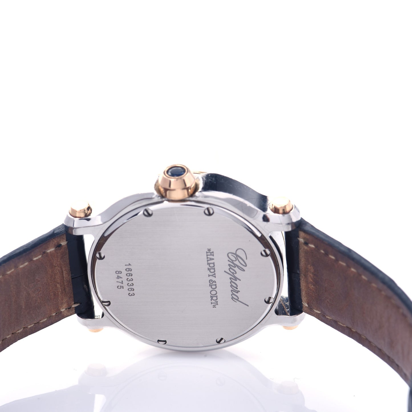 Stainless Steel 18K Rose Gold Alligator 7 Diamond 36mm Happy Sport Quartz Watch