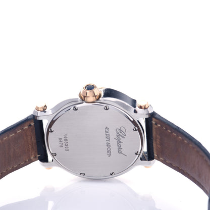Chopard Stainless Steel 18K Rose Gold Alligator 7 Diamond 36mm Happy Sport Quartz Watch 4 of 7