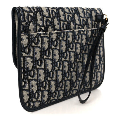 Christian Dior Oblique Flap Pouch Clutch Blue 3 of 9