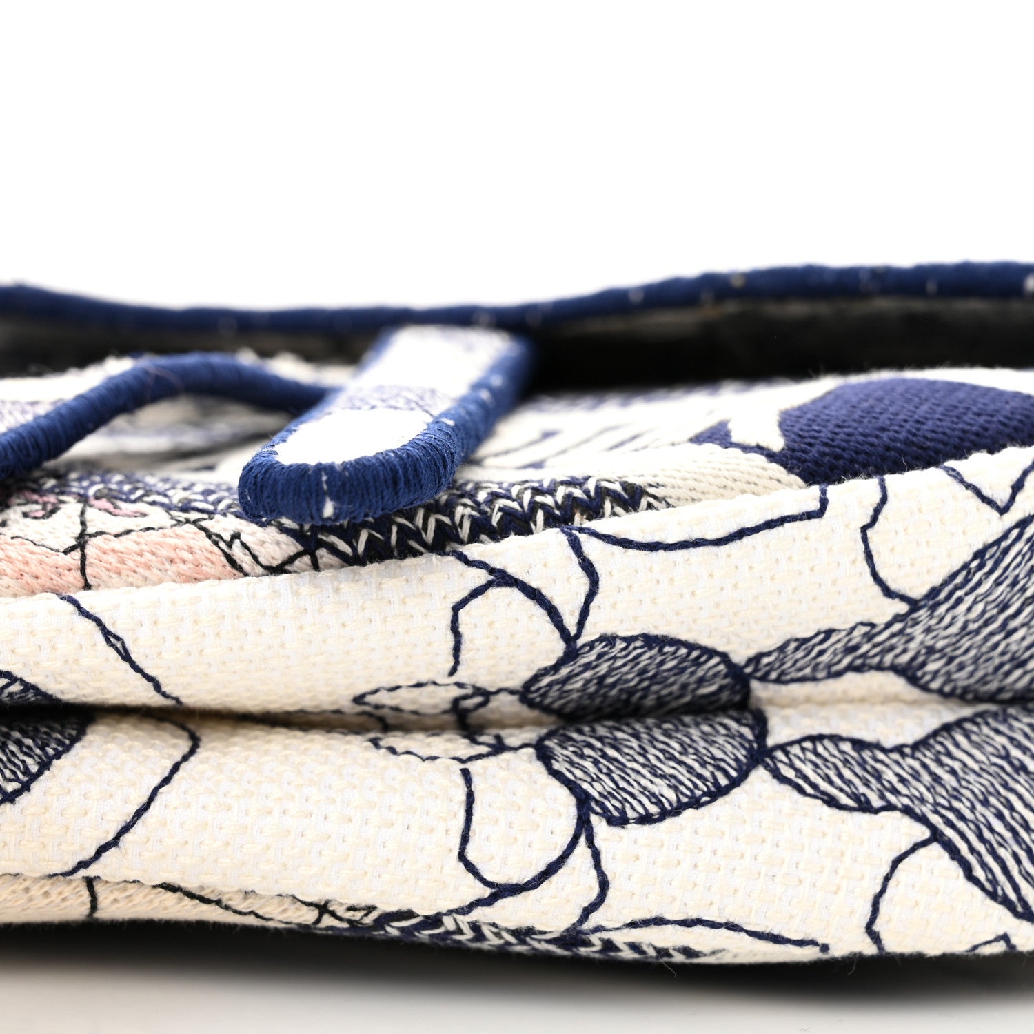 Christian Dior Canvas Embroidered Around the World Saddle Bag Blue 10 of 11