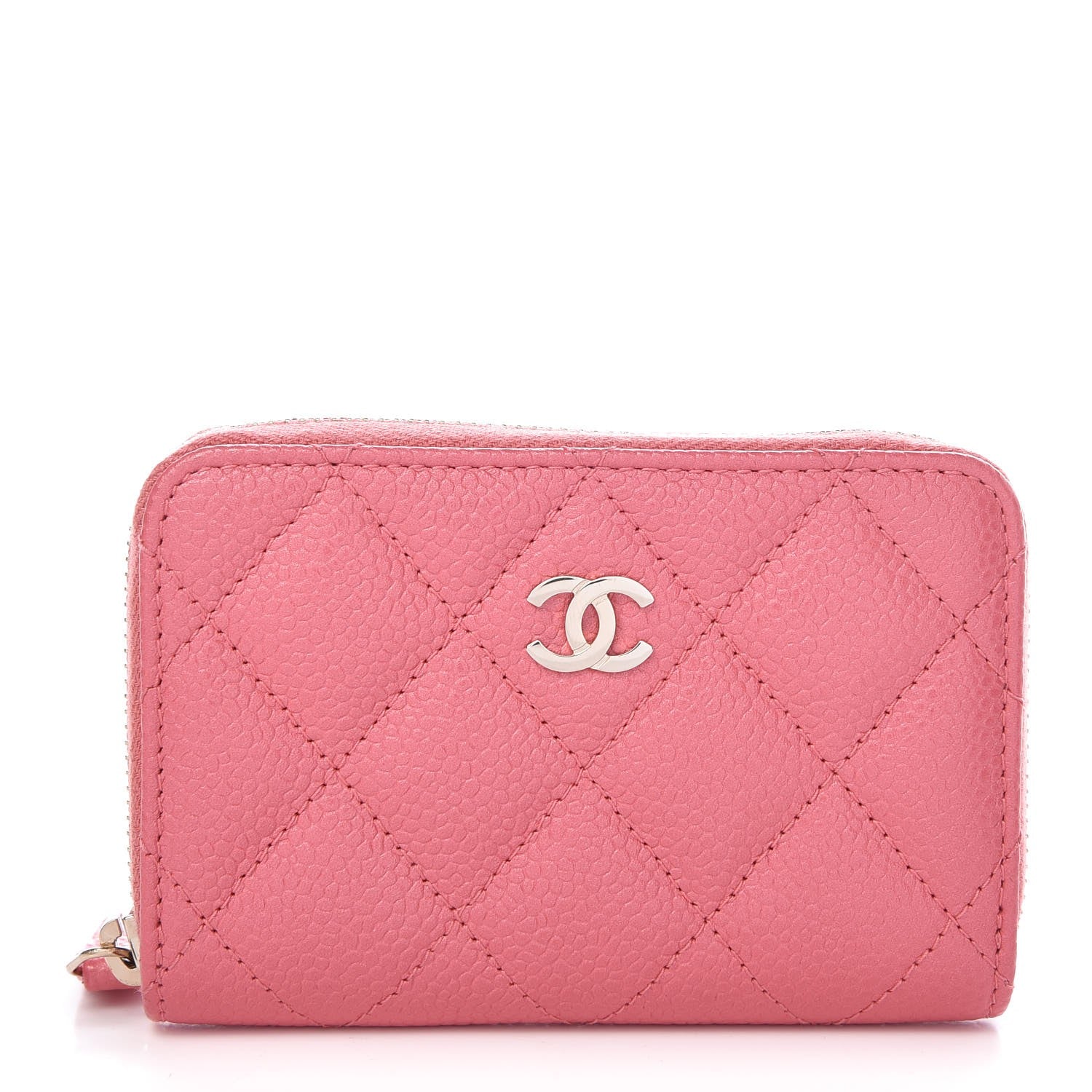 Chanel Caviar Quilted Zip Coin Purse Pink 1 of 8