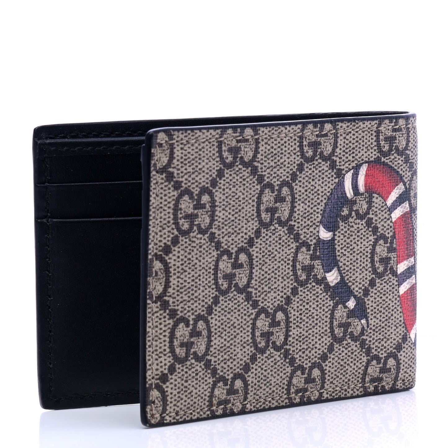GG Supreme Monogram Kingsnake Bi-Fold Wallet Beige