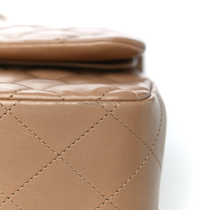 Chanel Lambskin Quilted Jumbo Double Flap Dark Beige 26 of 31