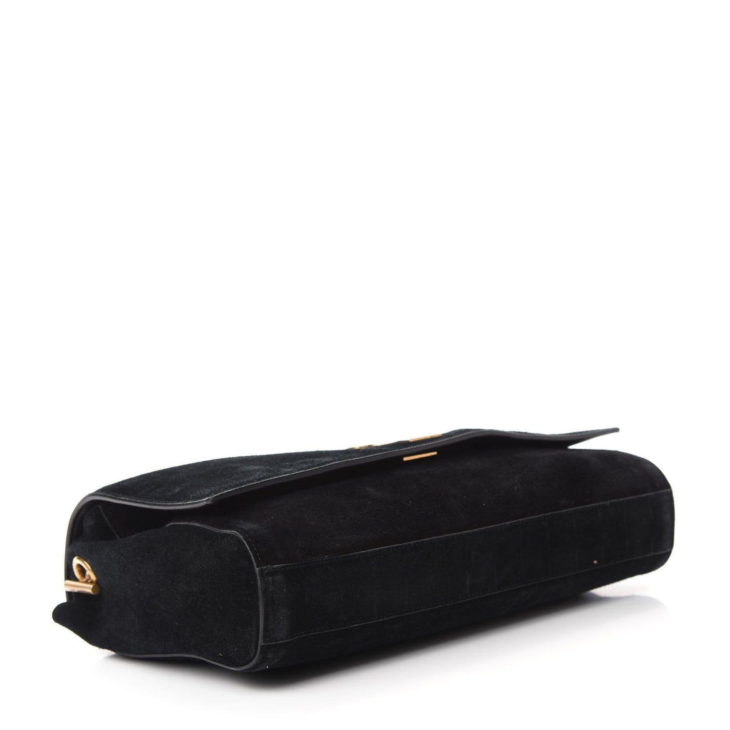 Smooth Calfskin Suede Medium Reversible Monogram Kate Satchel Black