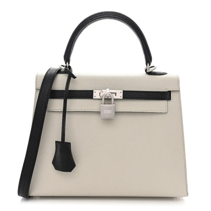 Hermes Chevre Mysore Horseshoe Kelly Sellier 25 Gris Perle Black 1 of 12