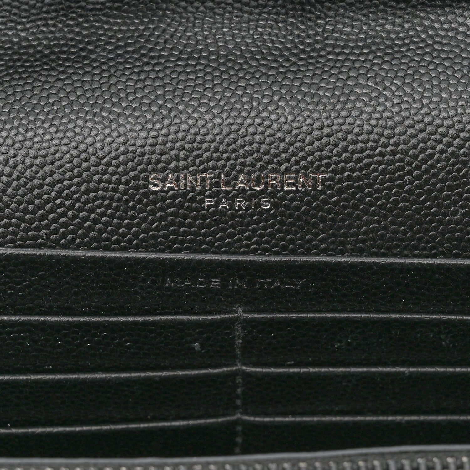 Saint Laurent Grain De Poudre Matelasse Chevron Monogram Monochrome Chain Wallet Black 7 of 10