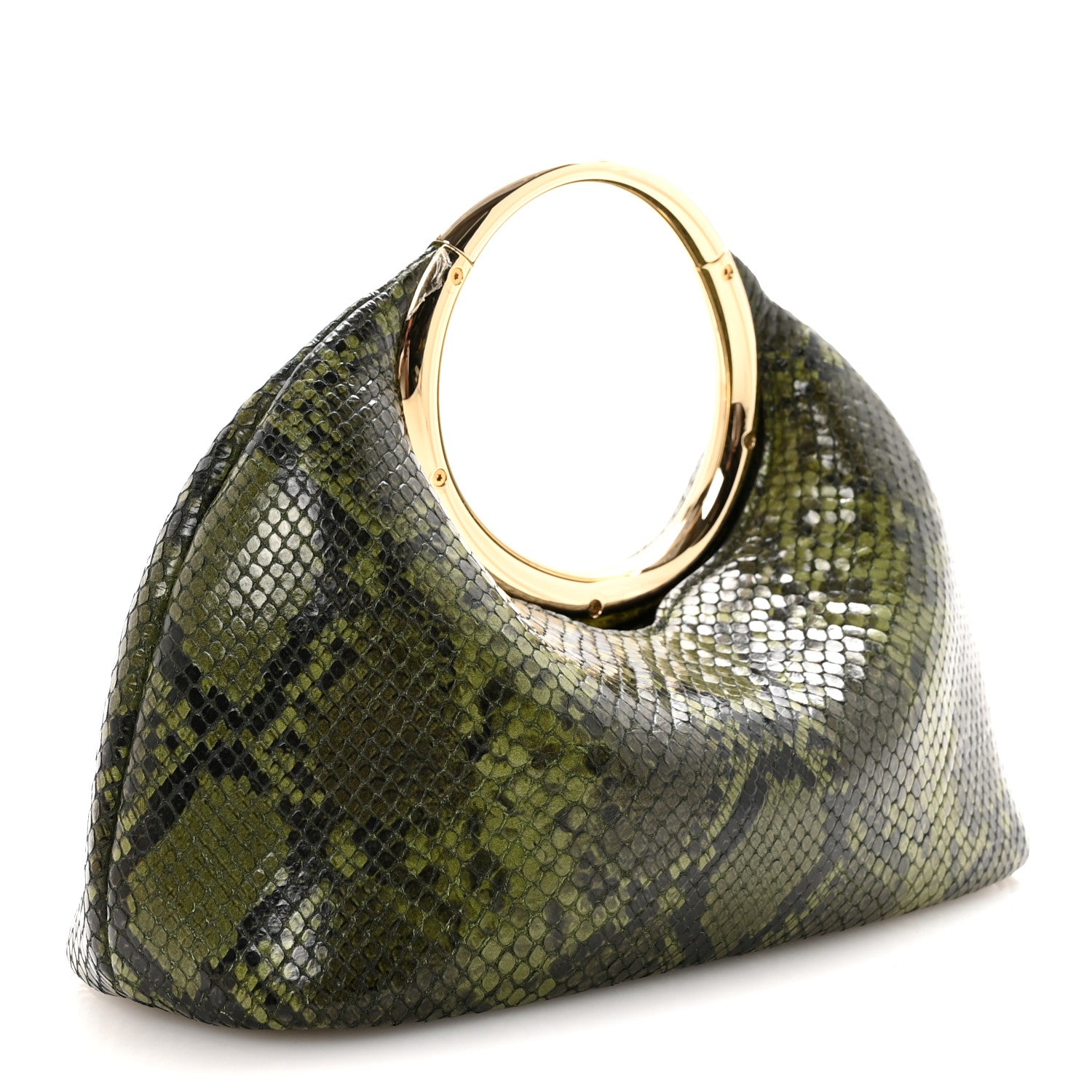 Jacquemus Snakeskin Printed Lambskin Le Petit Calino Ring Top Handle Bag Green 3 of 9