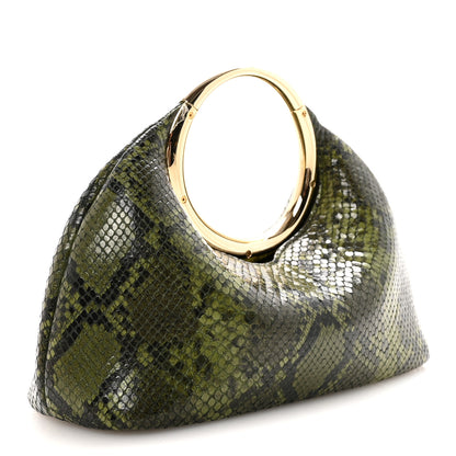 Jacquemus Snakeskin Printed Lambskin Le Petit Calino Ring Top Handle Bag Green 3 of 9