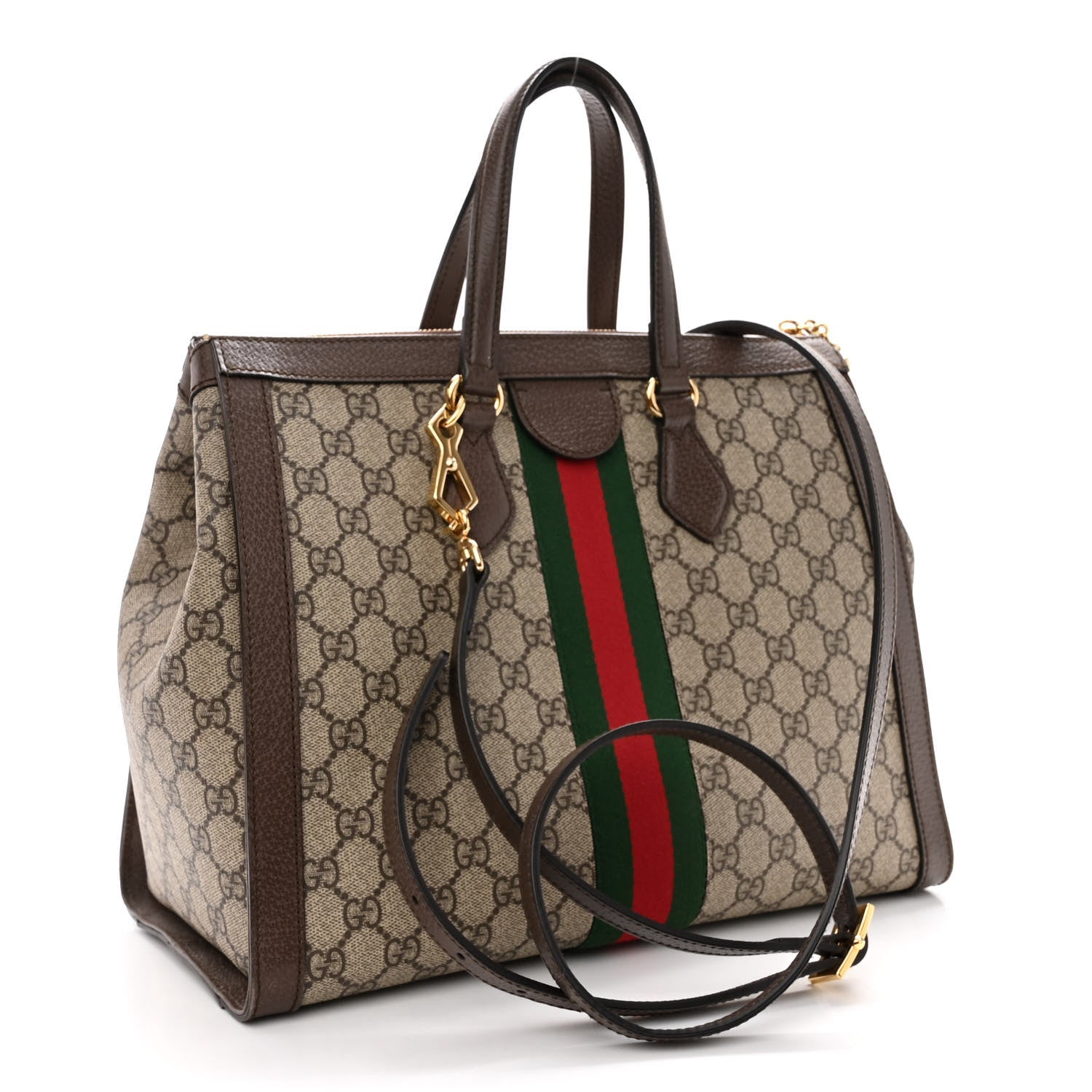 Gucci GG Supreme Monogram Web Medium Ophidia Tote Bag Brown 3 of 11