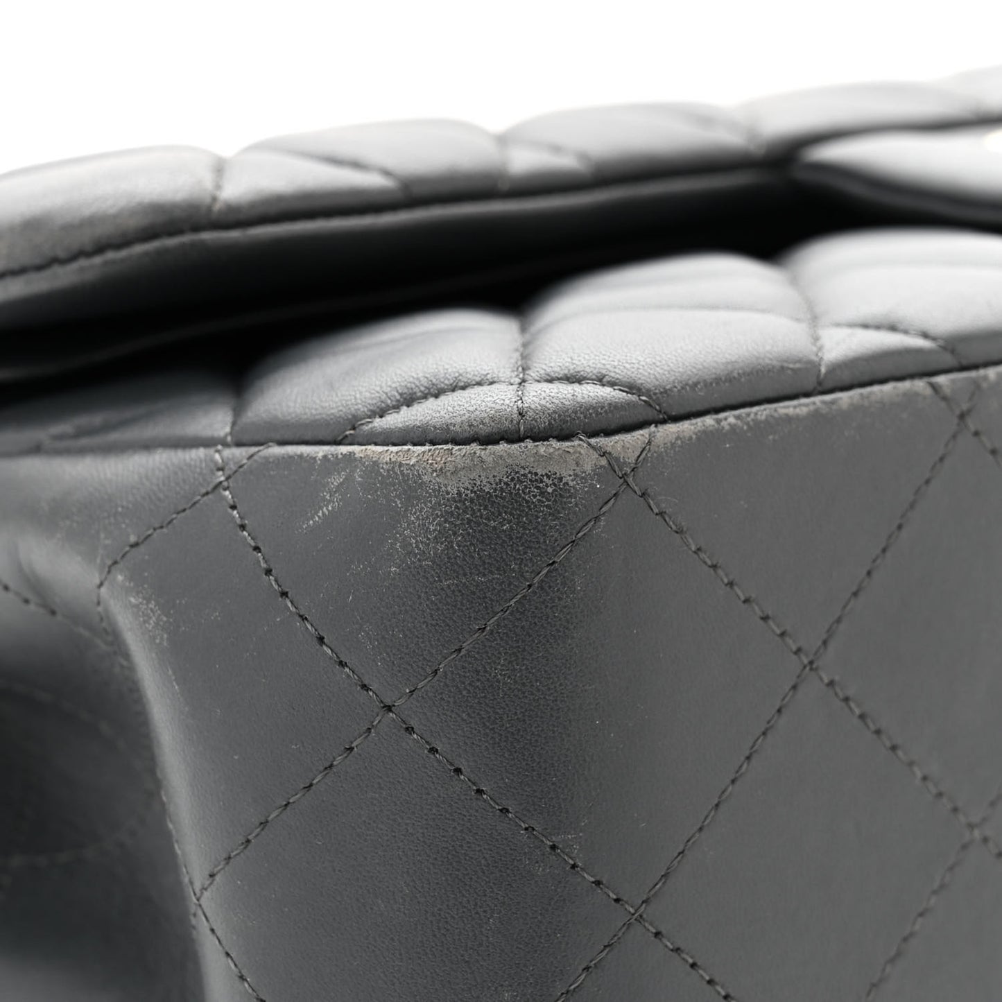 Lambskin Quilted Jumbo Double Flap Charcoal Grey