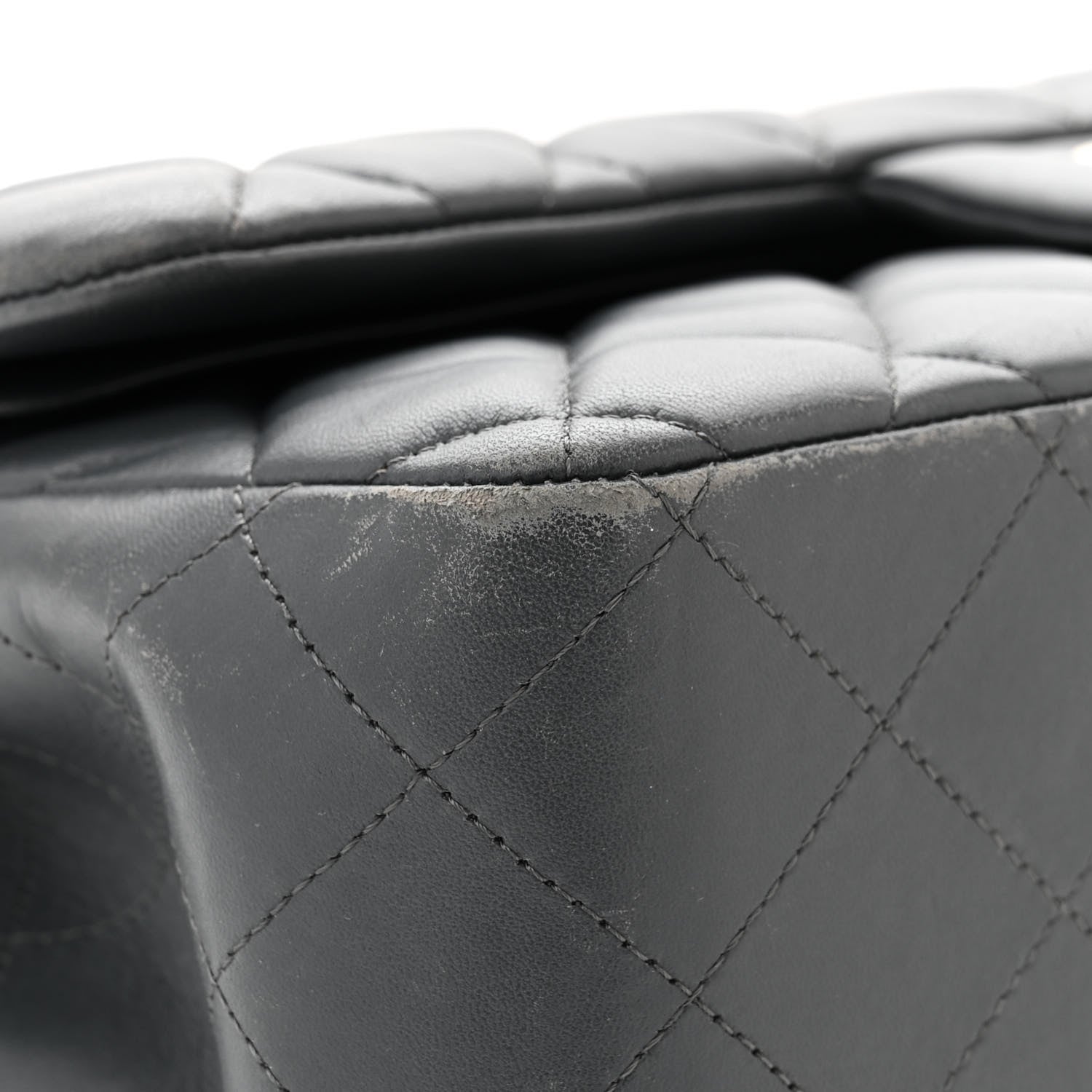 Chanel Lambskin Quilted Jumbo Double Flap Charcoal Grey 11 of 12