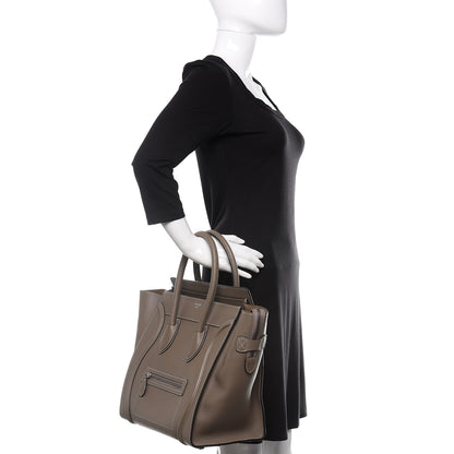 Celine Drummed Calfskin Mini Luggage Souris 3 of 10