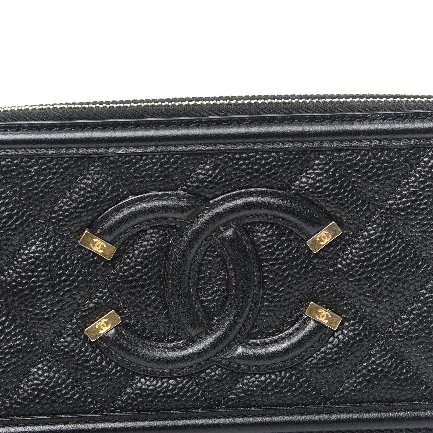 Chanel Caviar Quilted CC Filigree Clutch With Chain Black 9 of 15