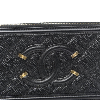 Chanel Caviar Quilted CC Filigree Clutch With Chain Black 9 of 15