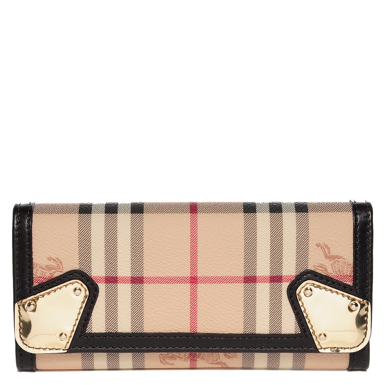 Burberry Haymarket Check Prima Continental Wallet Chocolate 1 of 7