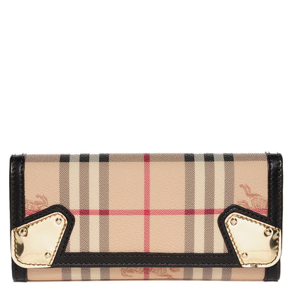 Burberry Haymarket Check Prima Continental Wallet Chocolate 1 of 7