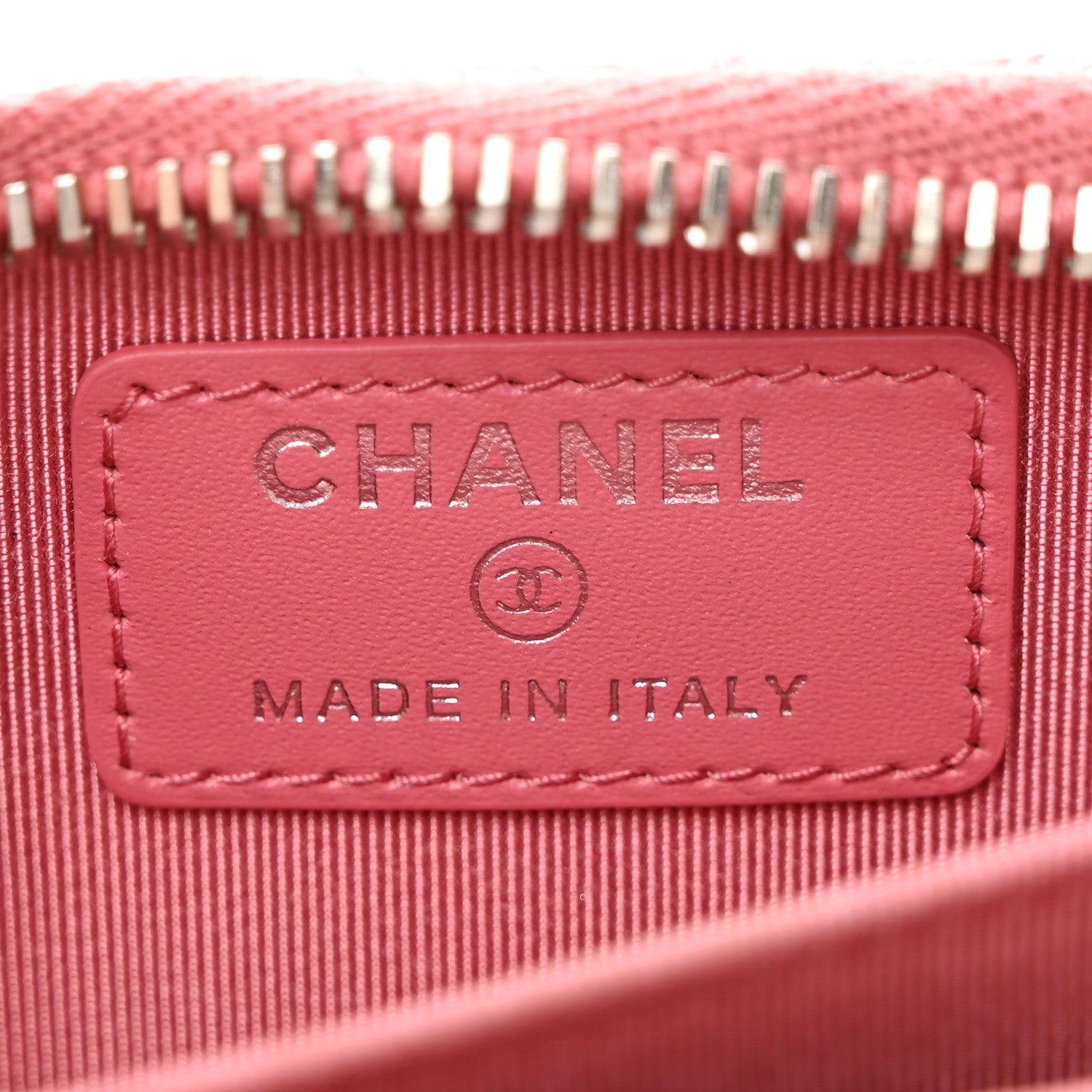 Chanel Caviar Chevron Quilted Zip Coin Purse Pink 6 of 9